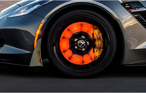 Car with glowing brakes